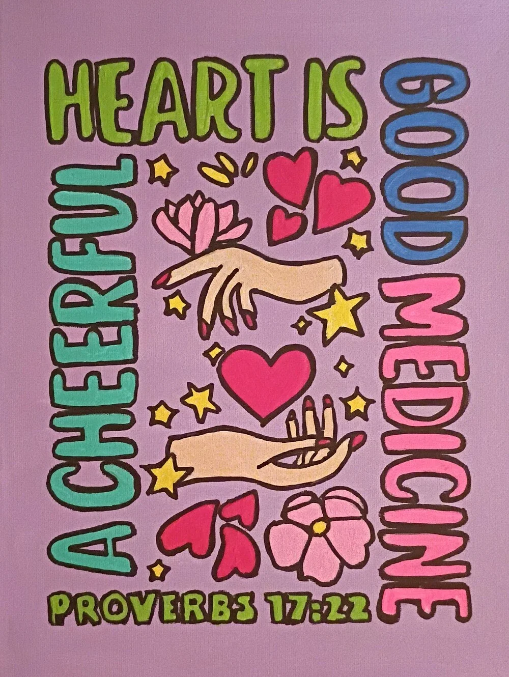 Cheerful Heart Is Good Medicine Pink Wall Art
